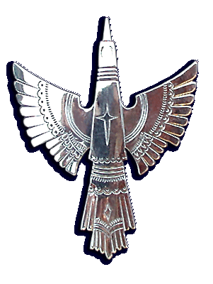 German Silver Peyote Bird Pin - Bruce Caesar